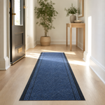 Sydney Blue Hallway Runner and Kitchen Mat, Non-Slip Rubber Backed Stair Runner, 66cm Wide, Washable, Lengths up to 30ft