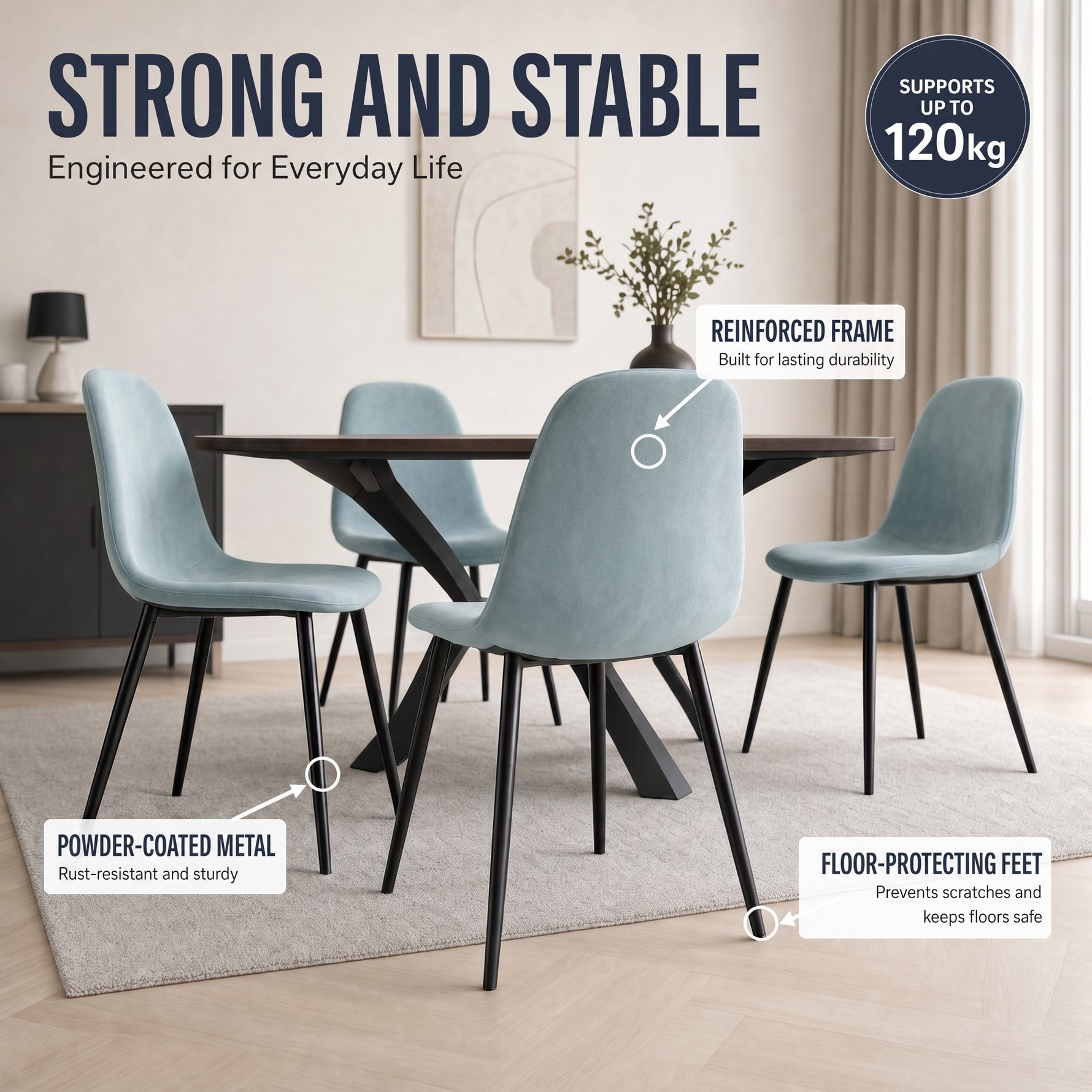 Ron Dining Chair - Velvet Blue