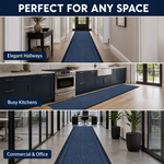 Sydney Blue Hallway Runner and Kitchen Mat, Non-Slip Rubber Backed Stair Runner, 66cm Wide, Washable, Lengths up to 30ft