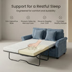 Canapé-lit 2 places Ramy en velours côtelé avec matelas dépliable - Bleu