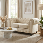 Canapé Chesterfield en velours crème