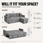 Milo Grey Corner Sofa Bed with Storage - Velvet Sofa Bed & Pull Out Bed