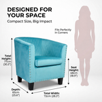 Stilo Light Blue Velvet Tub Chair, Compact Accent Armchair with Tufted Back for Bedroom, Dressing Table or Living Room