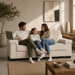 Enzo Cream Corduroy Sofa, 3 Seater Fabric Settee with Adjustable Back, Thick Foam Cushions and Wooden Feet