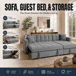 Milo Grey Corner Sofa Bed with Storage - Velvet Sofa Bed & Pull Out Bed