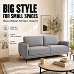 Brixton Grey Fabric Sofa Suite, Armchair, 2 Seater and 3 Seater Set, Linen Look with Solid Wood Frame