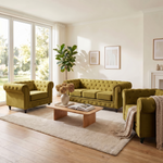 Canapé Chesterfield en velours olive doré