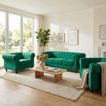 Canapé Chesterfield en velours vert jade