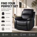 Black Faux Leather Recliner Armchair, Manual Reclining Chair with Footrest, Padded Cinema Style Seat