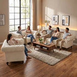 Canapé Chesterfield en velours crème