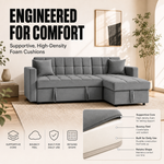 Milo Grey Corner Sofa Bed with Storage - Velvet Sofa Bed & Pull Out Bed