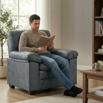 Oxford Faux Leather Sofa Suite, Slate Grey 3 Piece Set with Armchair, 2 Seater and 3 Seater Sofa