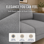 Brixton Grey Fabric Sofa Suite, Armchair, 2 Seater and 3 Seater Set, Linen Look with Solid Wood Frame