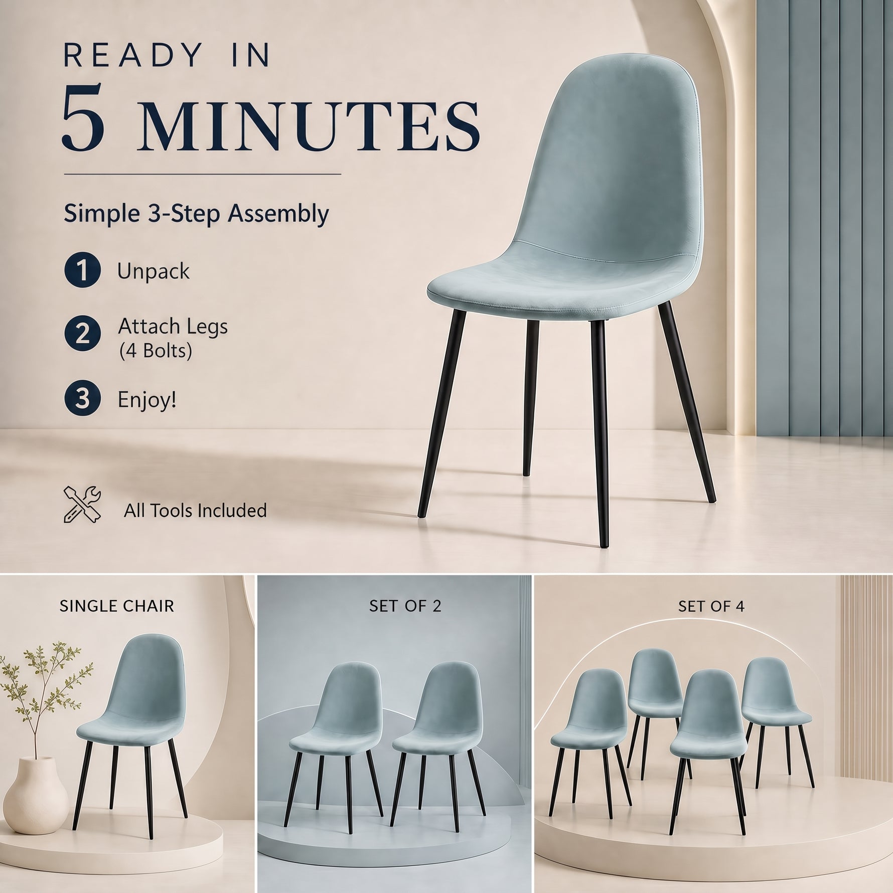 Ron Dining Chair - Velvet Blue