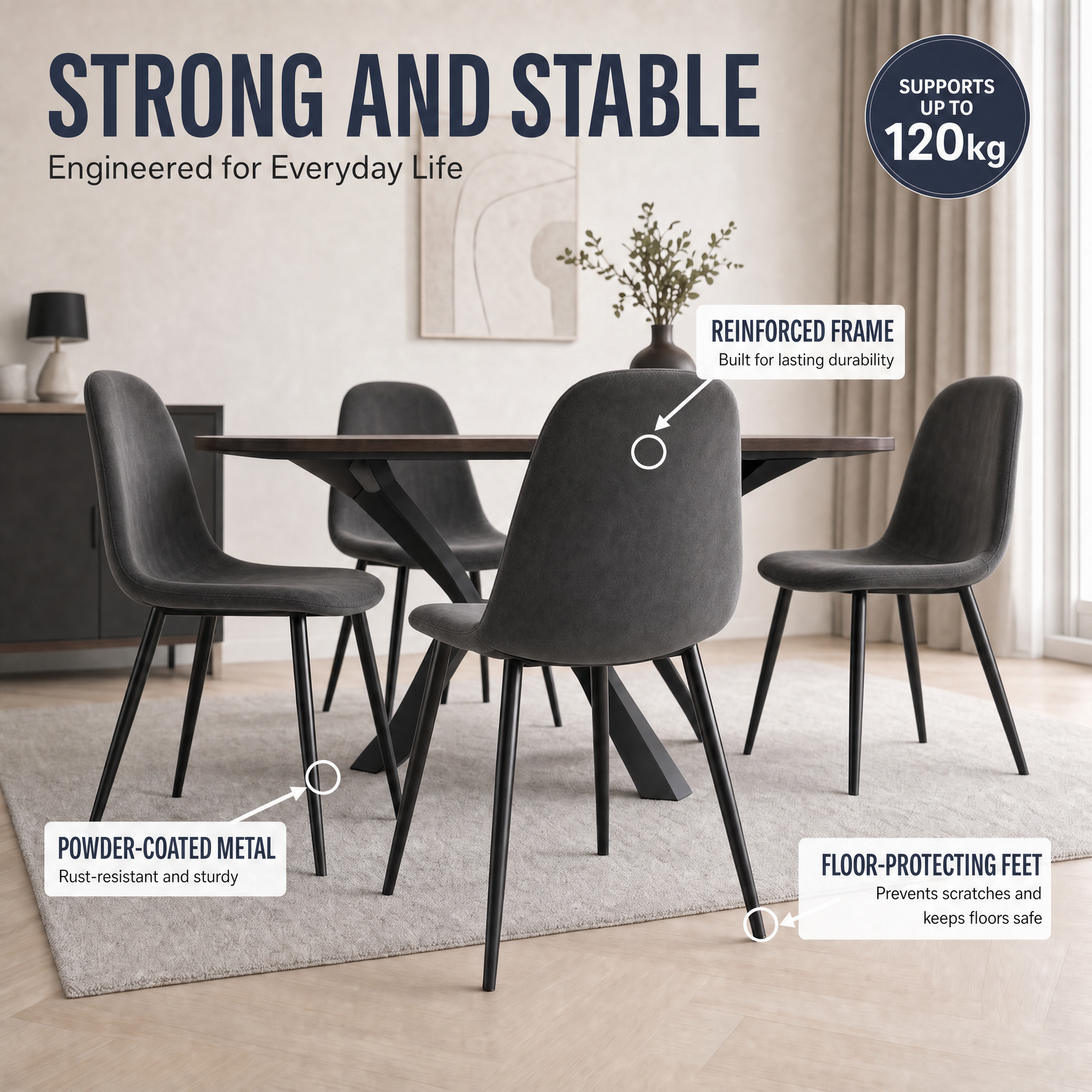 Ron Dining Chair - Grey Velvet