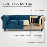 Canapé Chesterfield en velours bleu marine