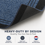 Sydney Blue Hallway Runner and Kitchen Mat, Non-Slip Rubber Backed Stair Runner, 66cm Wide, Washable, Lengths up to 30ft