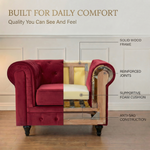Canapé Chesterfield en velours rouge vin