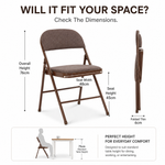Folding Fabric Office Dining Chair - Brown