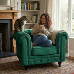 Canapé Chesterfield en velours vert jade