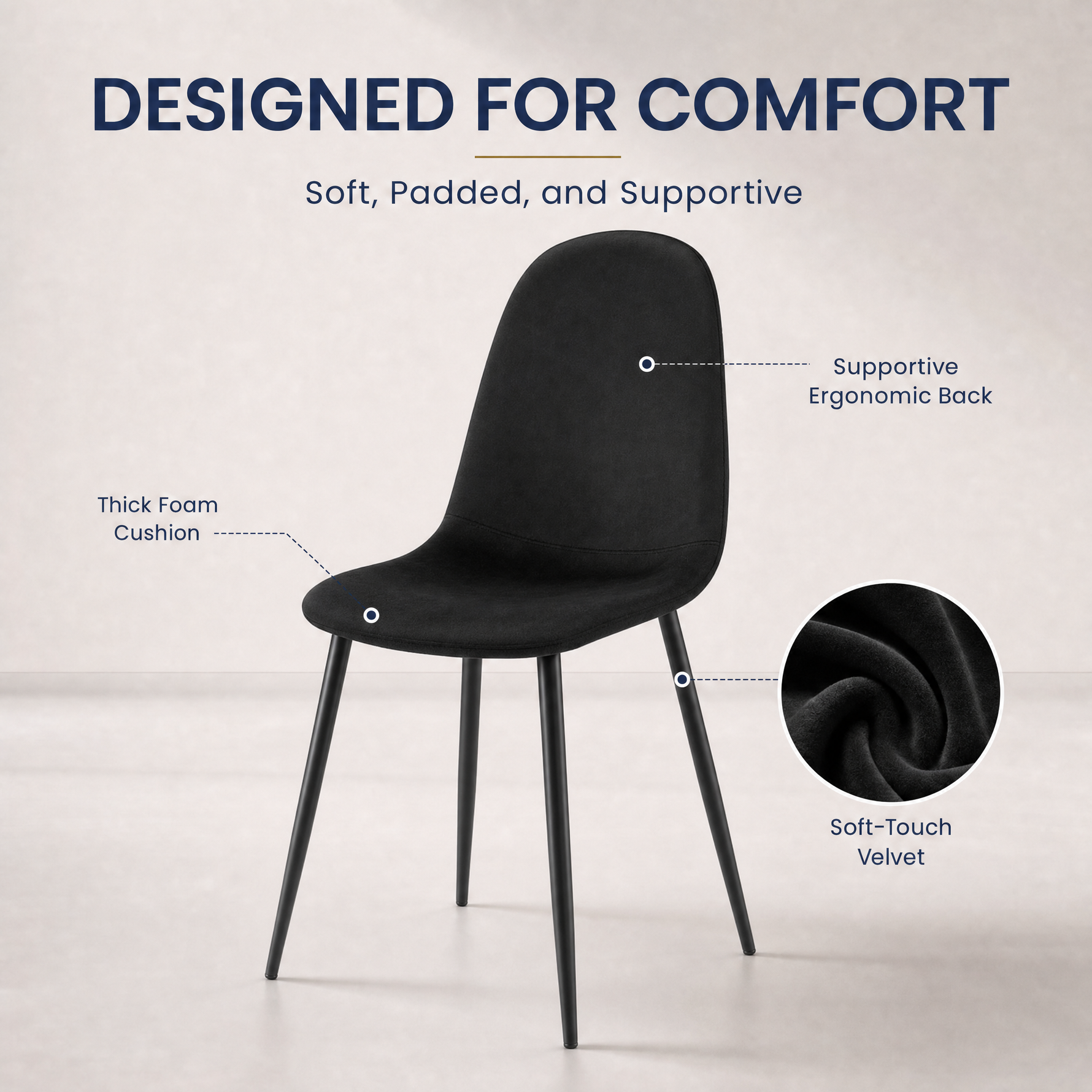 Ron Dining Chair - Black Velvet