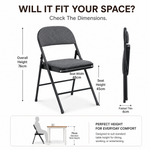 Folding Fabric Office Dining Chair - Grey