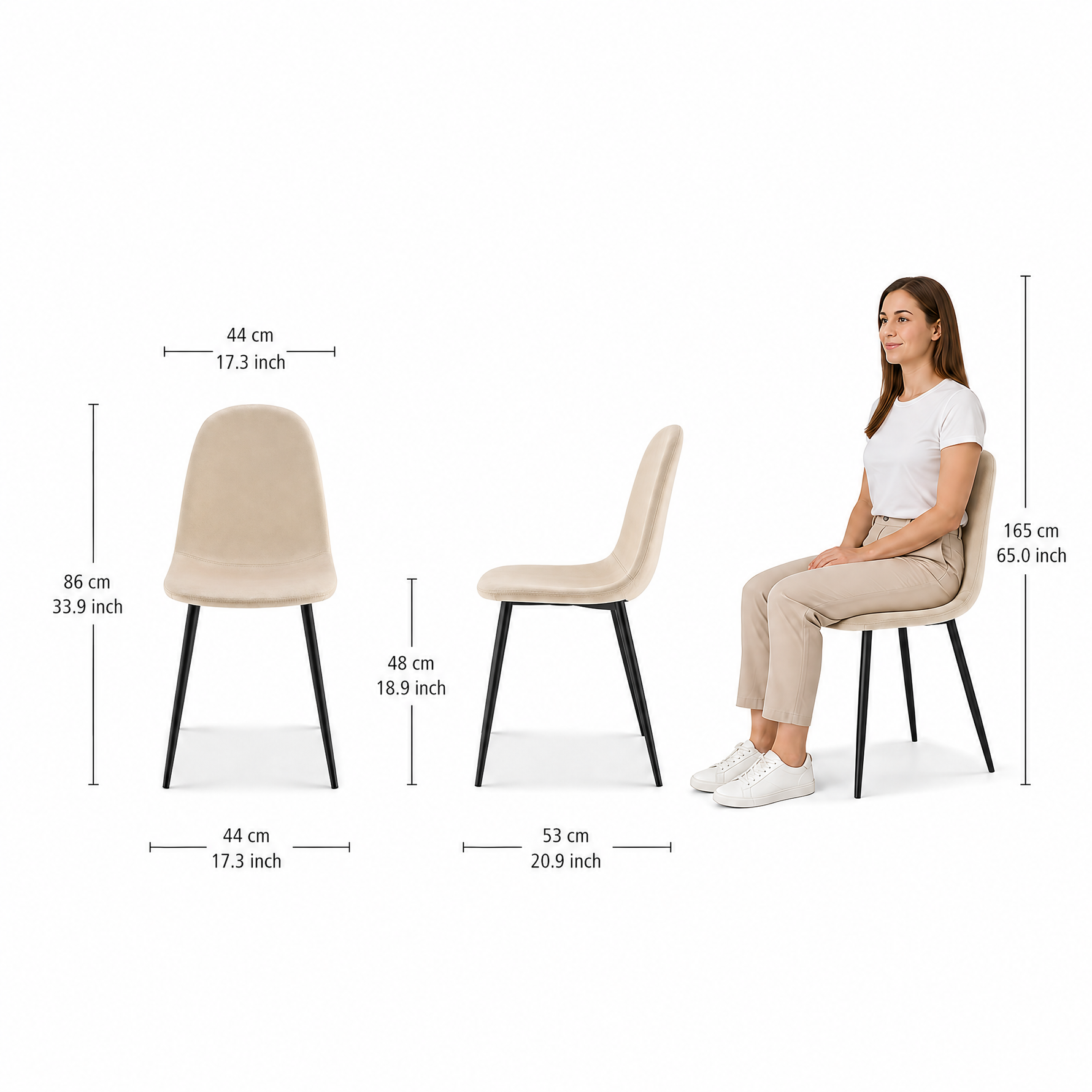 Ron Dining Chair - Ivory White Velvet