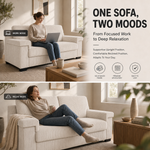 Enzo Corduroy Sofa Set, Cream 2 and 3 Seater Sofas with Adjustable Backs, Foam Cushions and Solid Wood Frame