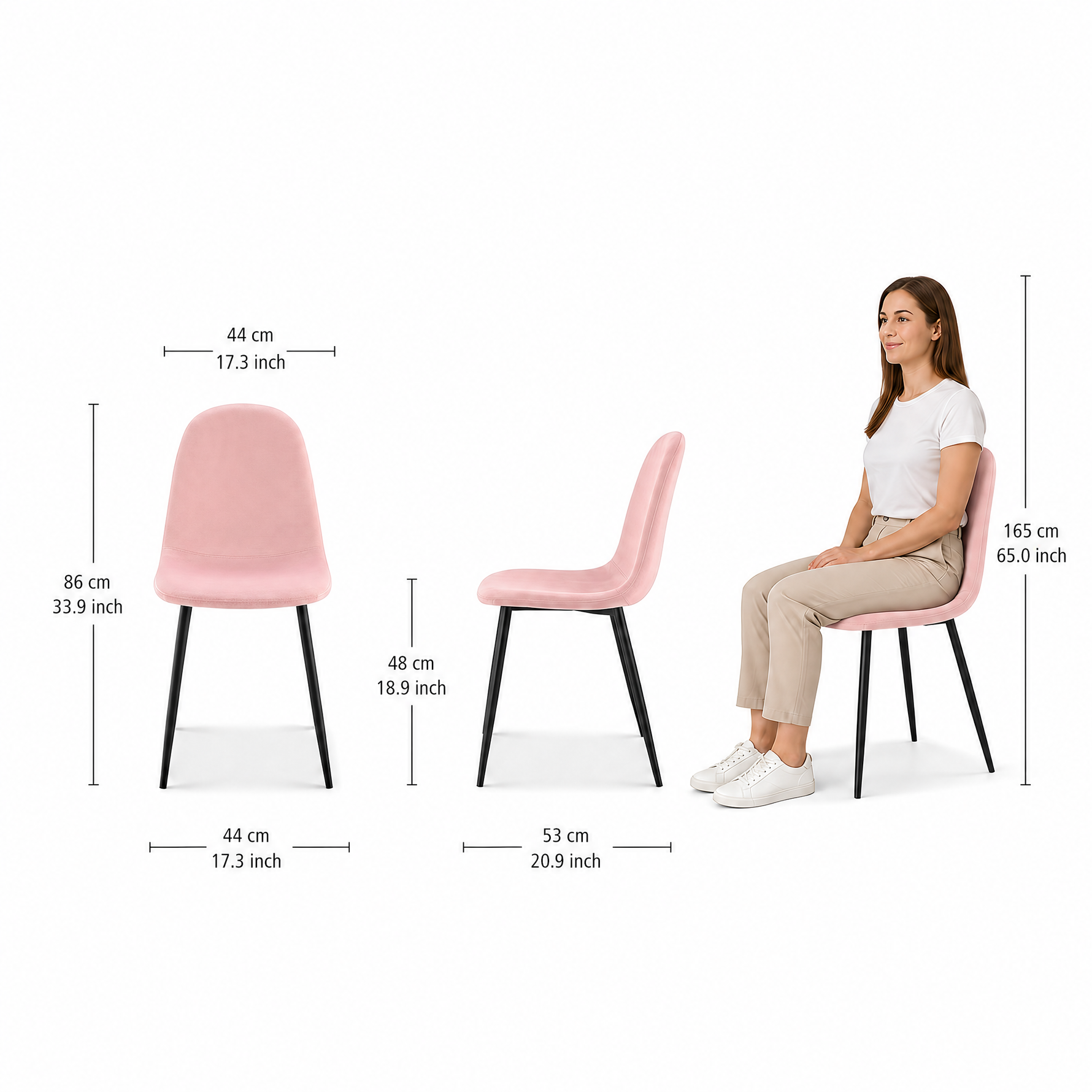 Ron Dining Chair - Velvet Pink