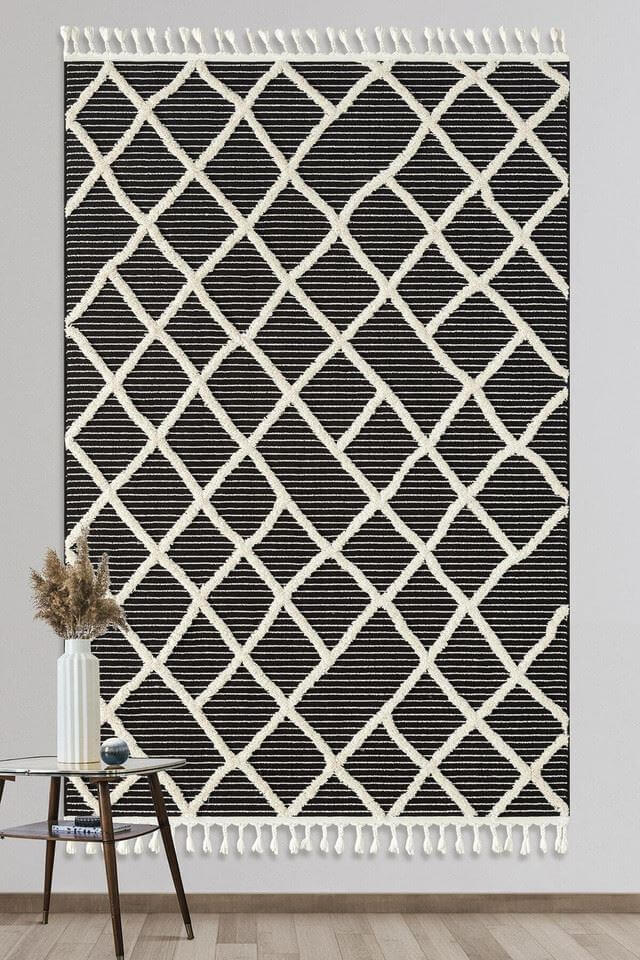 Scandi Indoor Rug Anthracite & White - Bargainia.com - 