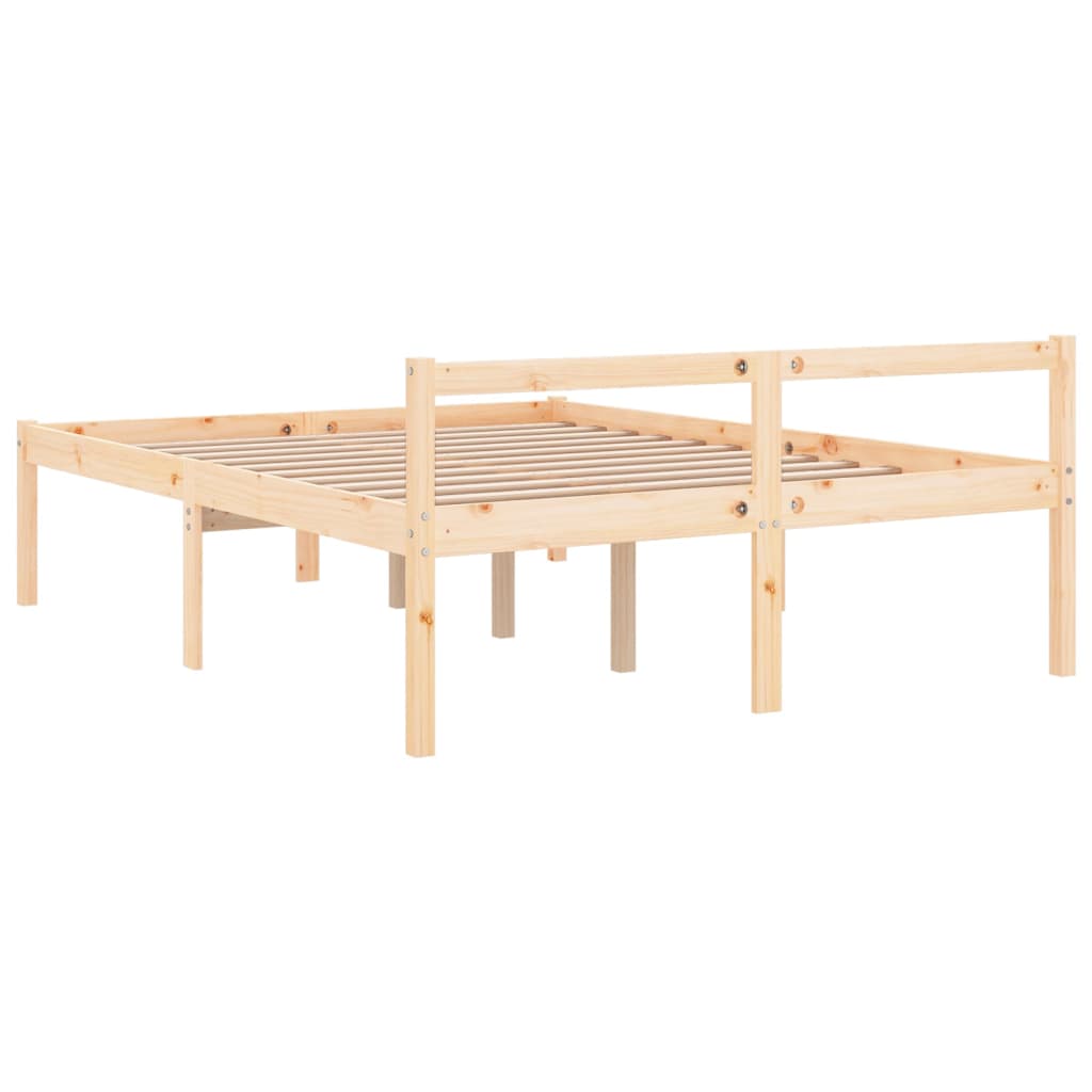 Senior Bed without Mattress 140x190cm Solid Wood Pine - Bargainia.com - 