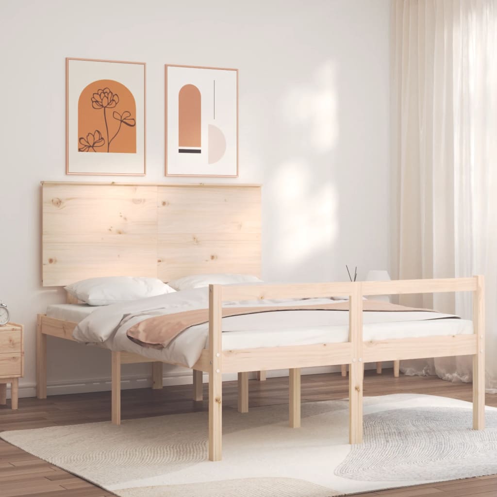 Senior Bed without Mattress 140x200 cm Solid Wood - Bargainia.com - 
