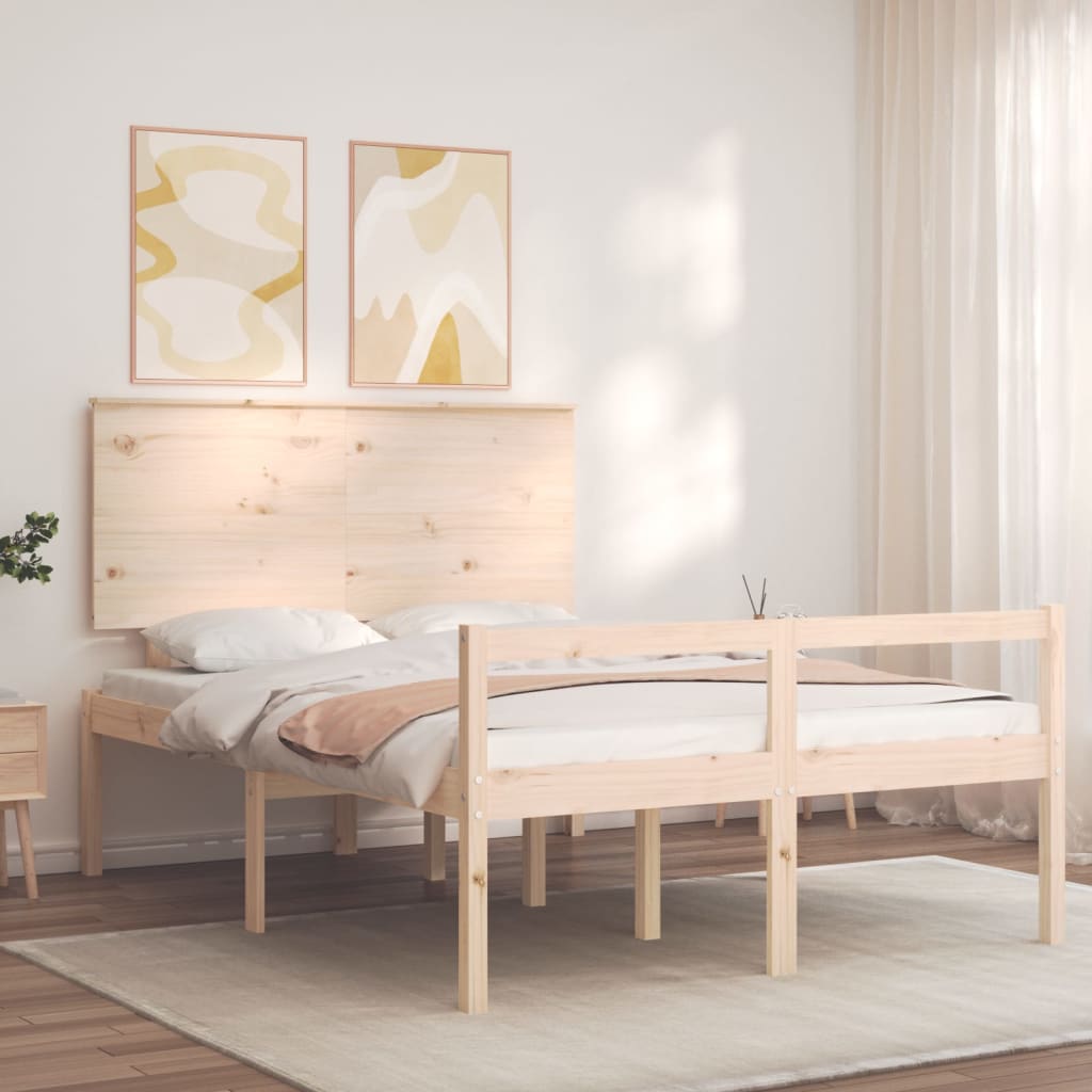Senior Bed without Mattress 140x200 cm Solid Wood - Bargainia.com - 