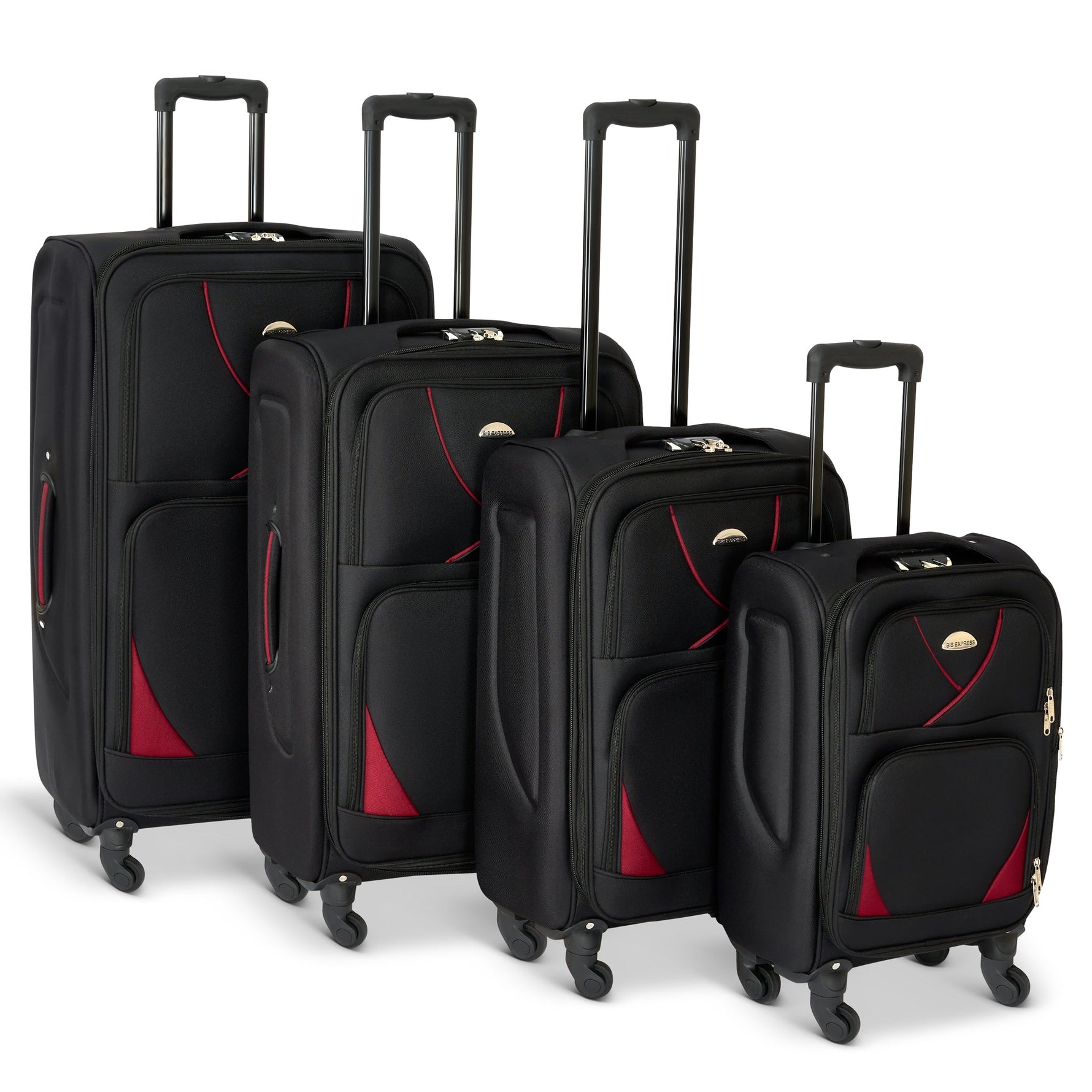 Set of 4 Soft Shell Suitcase Luggage Set, S,M, L, XL , Assorted Colours - Bargainia.com - 