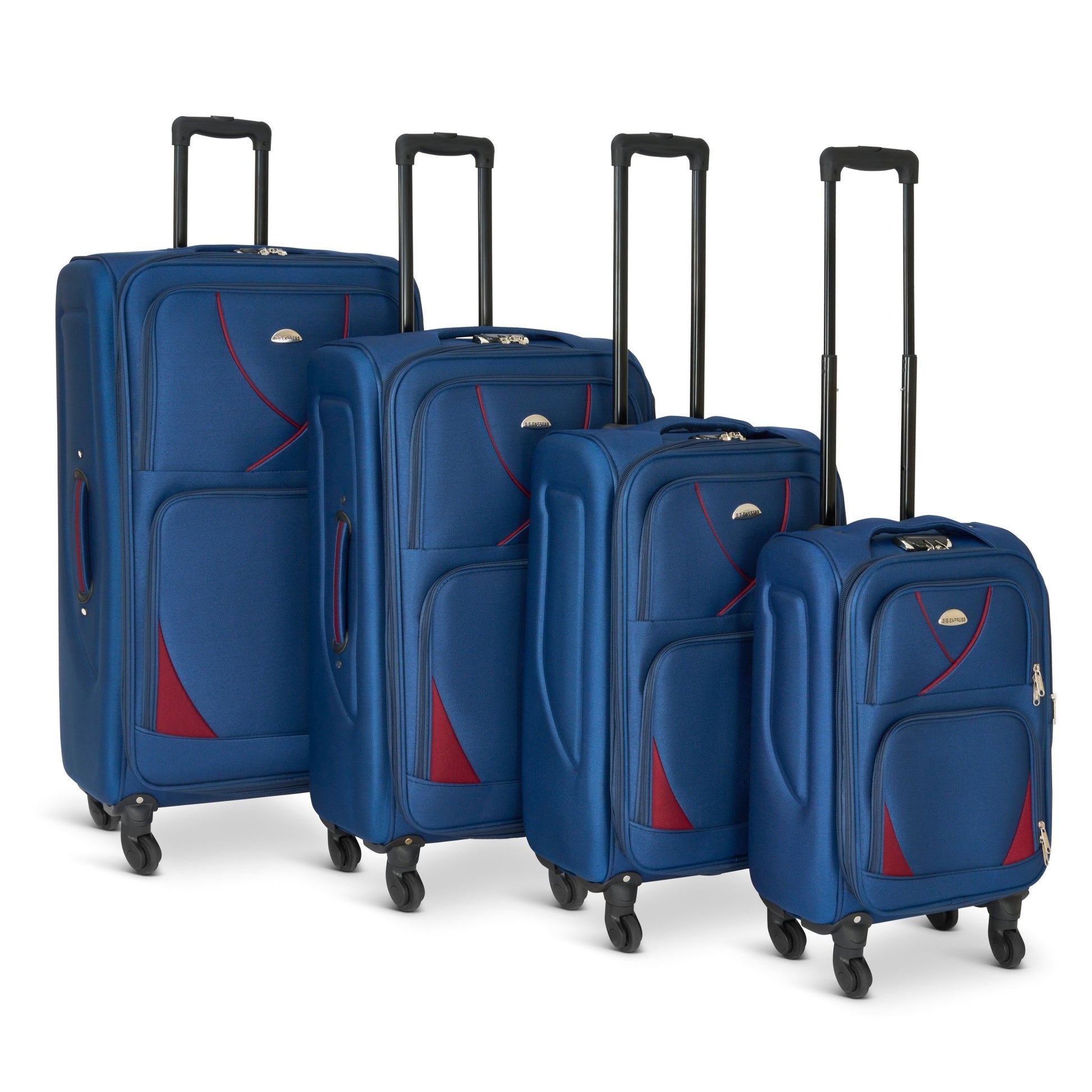 Set of 4 Soft Shell Suitcase Luggage Set, S,M, L, XL , Assorted Colours Bargainia