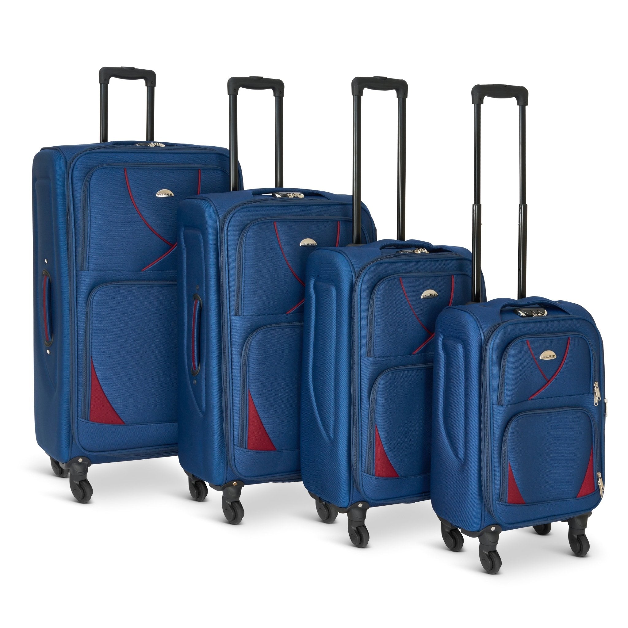 Set of 4 Soft Shell Suitcase Luggage Set, S,M, L, XL , Assorted Colours Bargainia