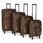 Set of 4 Soft Shell Suitcase Luggage Set, S,M, L, XL , Assorted Colours - Bargainia.com - 