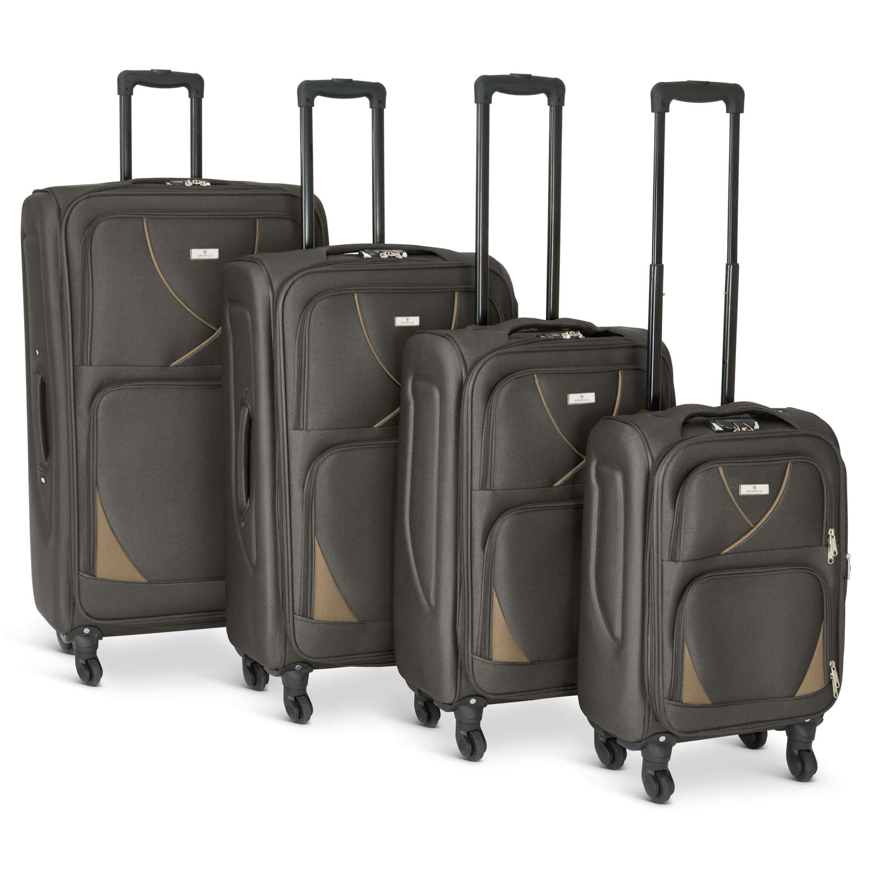 Set of 4 Soft Shell Suitcase Luggage Set, S,M, L, XL , Assorted Colours - Bargainia.com - 