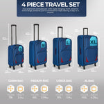 Set of 4 Soft Shell Suitcase Luggage Set, S,M, L, XL , Assorted Colours - Bargainia.com - 