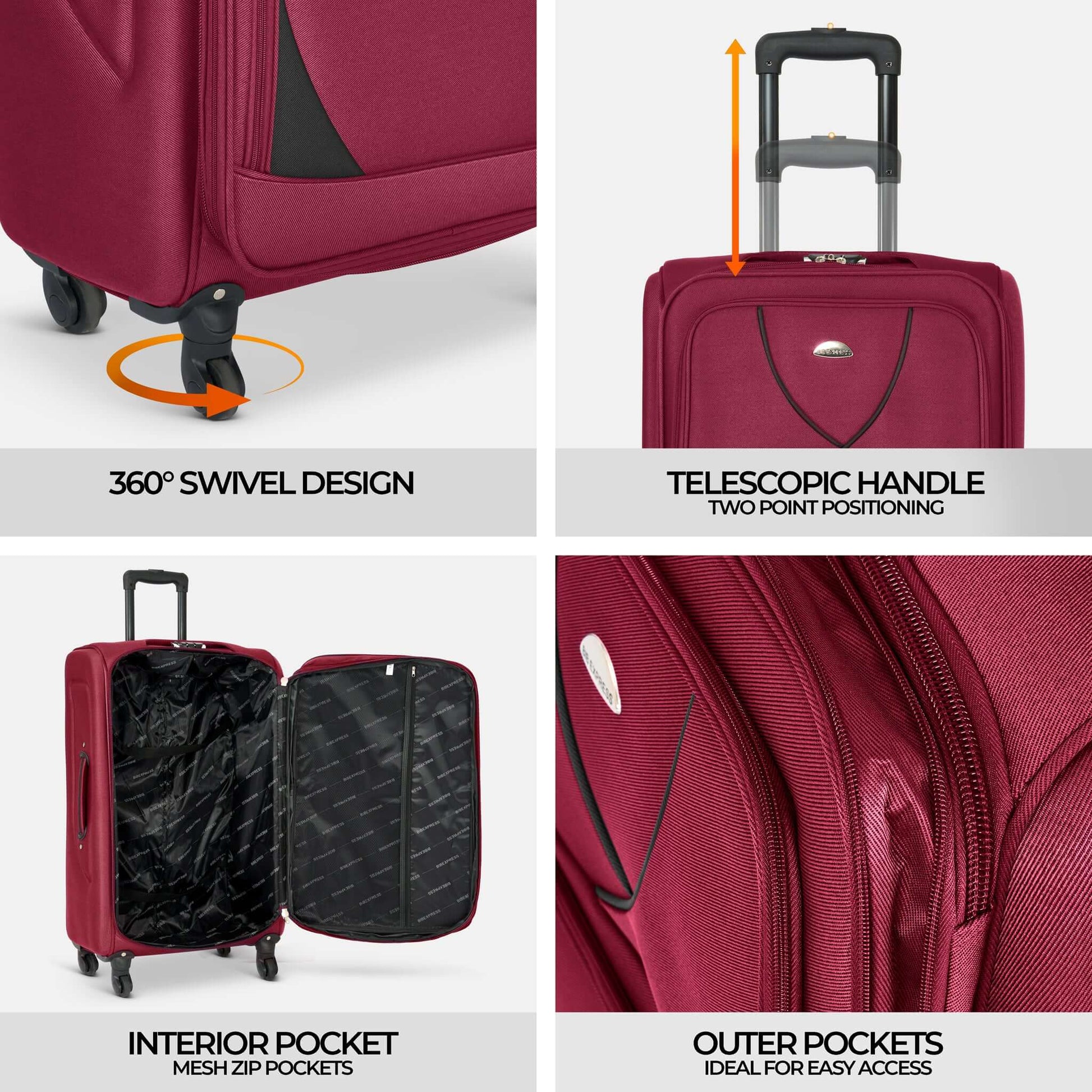 Suitcase Luggage Set On Wheels - 4 Pieces, Assorted Colours-Bargainia.com
