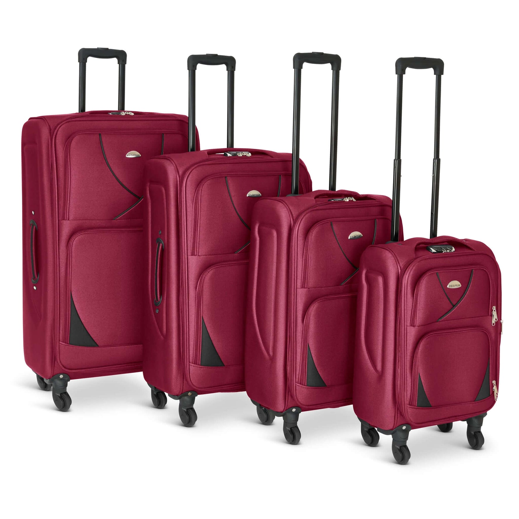 Set of 4 Soft Shell Suitcase Luggage Set, S,M, L, XL , Assorted Colours - Bargainia.com - 