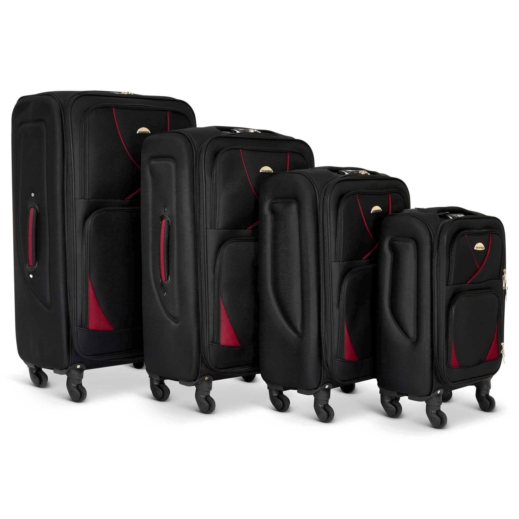 Set of 4 Soft Shell Suitcase Luggage Set, S,M, L, XL , Assorted Colours