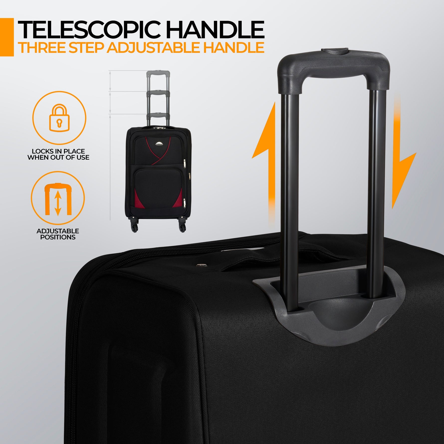 Set of 4 Soft Shell Suitcase Luggage Set, S,M, L, XL , Assorted Colours - Bargainia.com - 