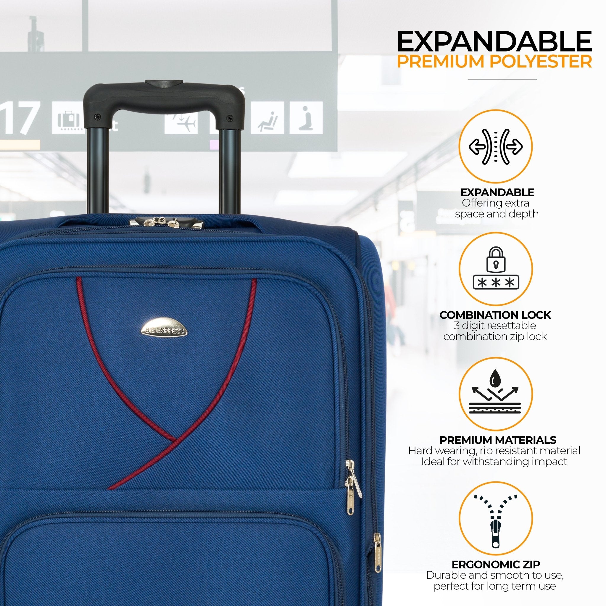 Set of 4 Soft Shell Suitcase Luggage Set, S,M, L, XL , Assorted Colours