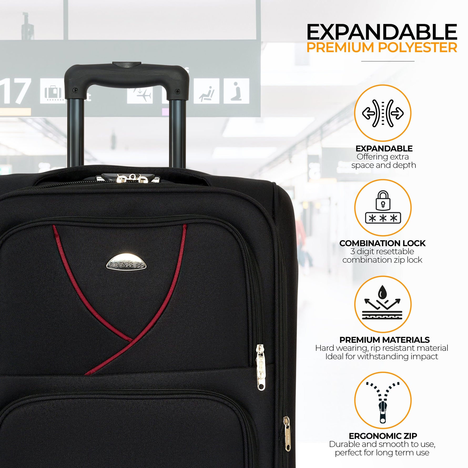 Set of 4 Soft Shell Suitcase Luggage Set, S,M, L, XL , Assorted Colours - Bargainia.com - 