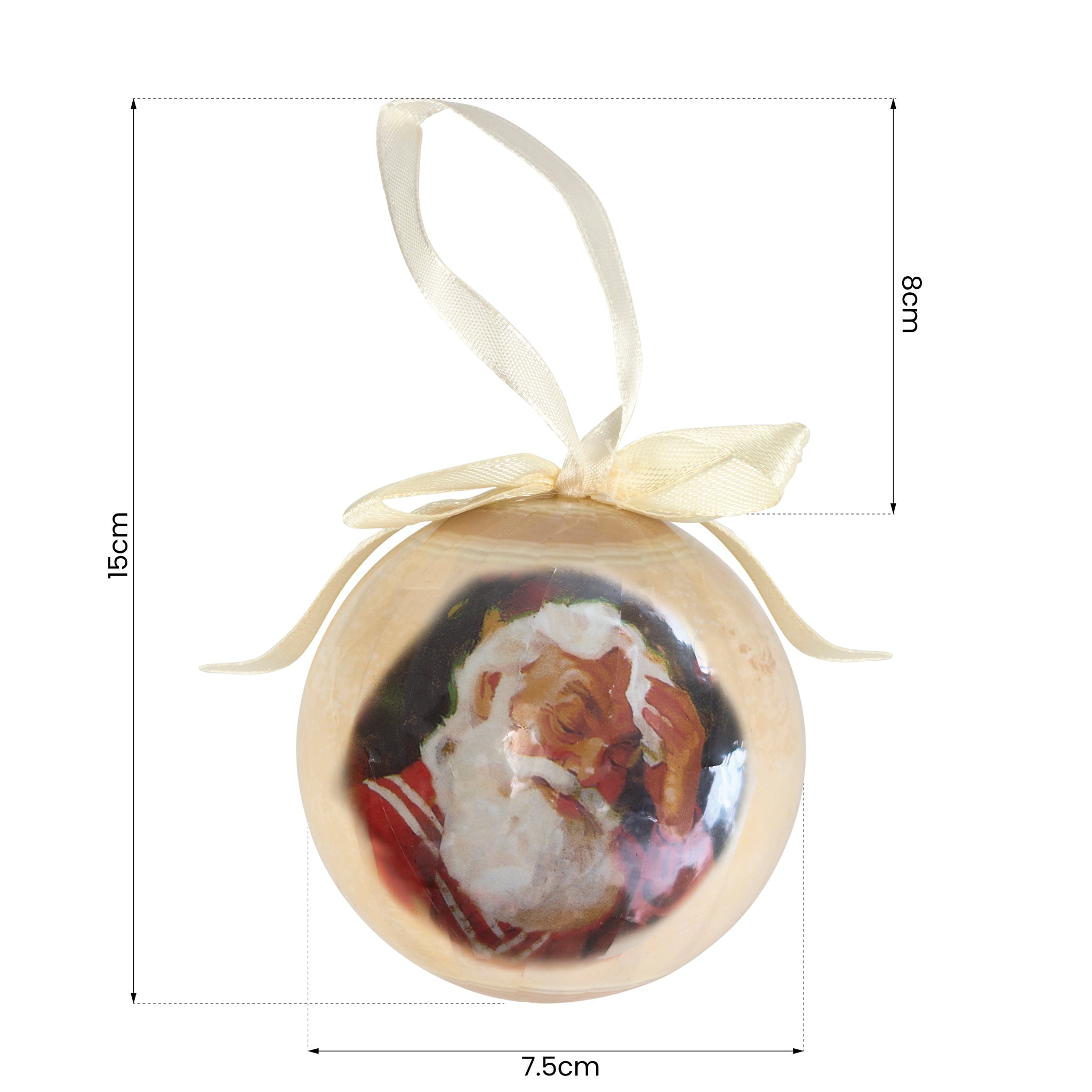 Set of 6 Christmas Baubles - Classic Santa Baubles Clearance