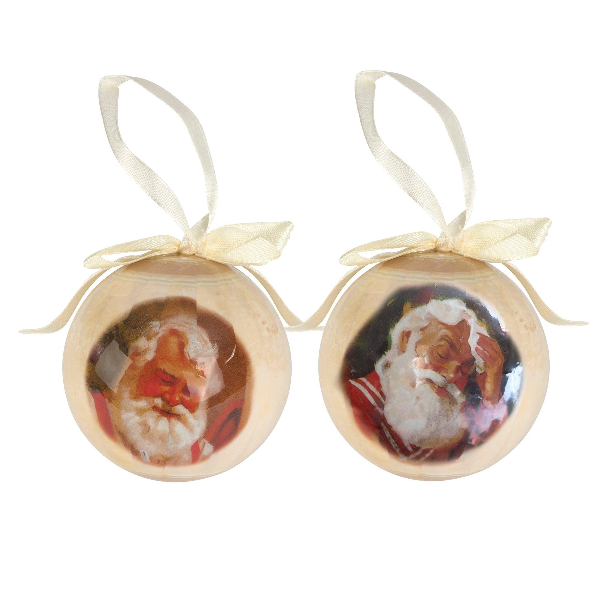 Set of 6 Christmas Baubles - Classic Santa Baubles Clearance