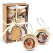 Set of 6 Christmas Baubles - Classic Santa Baubles Clearance