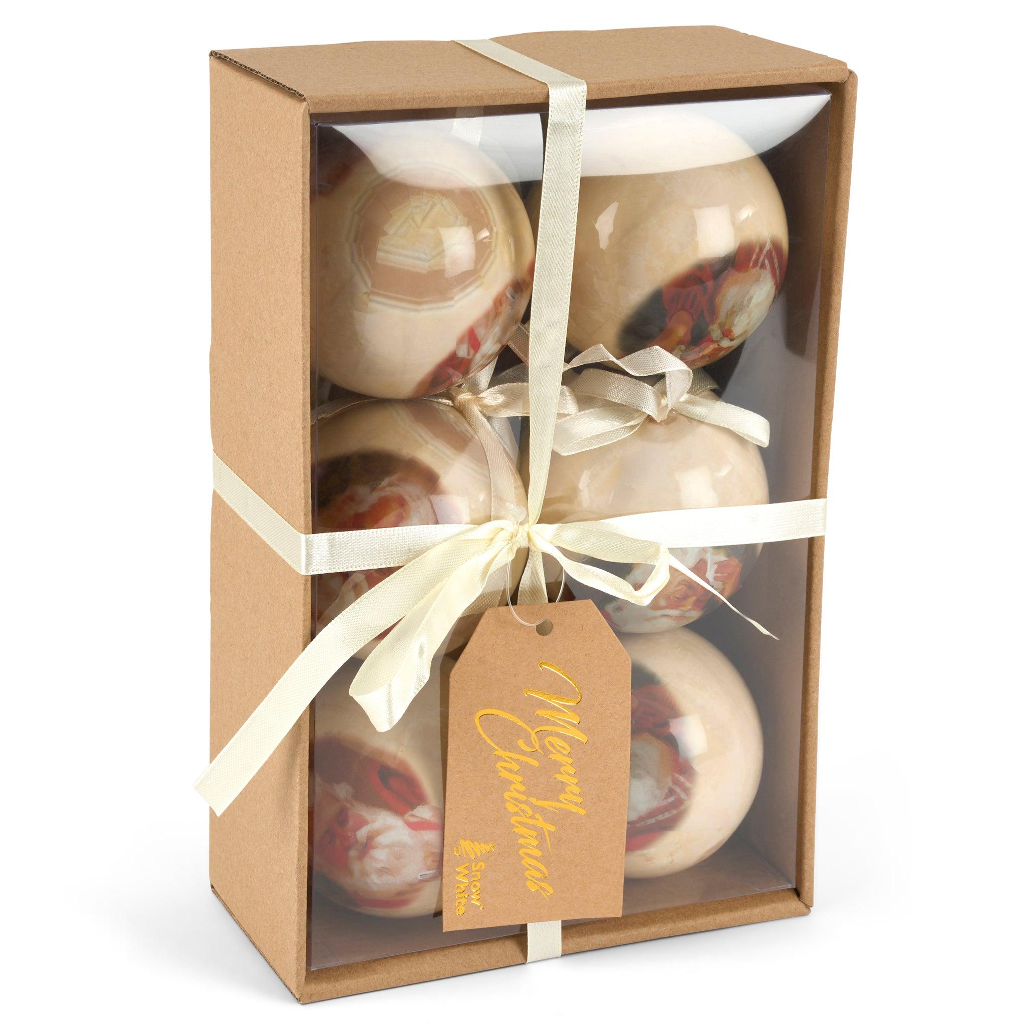 Set of 6 Christmas Baubles - Classic Santa Baubles Clearance