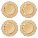 Set of Four 33cm Dia Gold Charger Plates with Octagon Pattern Rim - Bargainia.com - 5063227017300
